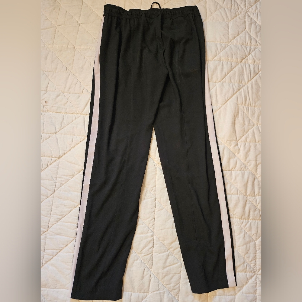 Bisou Bisou Black  Straight Leg Workout Pants with White side stripes - Picture 2 of 10